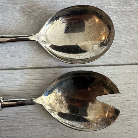 Silea Vintage Silver Serving Spoon & Fork with Braided Tasseled Handles - Picture 4 of 8